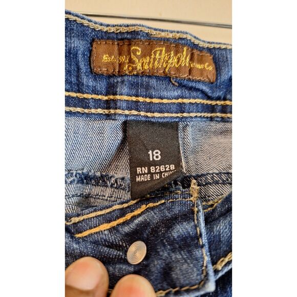 VINTAGE Y2K 90'S SOUTHPOLE WOMEN DENIM JEAN CUT OFF SPORTY SHORTS PLUS SIZE 18 - Picture 4 of 6